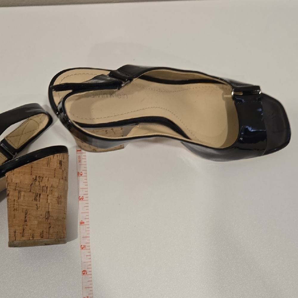 Calvin Klein Glossy Black Slingback Heels - Picture 3 of 7